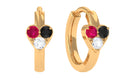 Multi Gemstone Cartilage Hoop Earring Black Diamond - ( AAA ) - Quality - Jewel Pierce