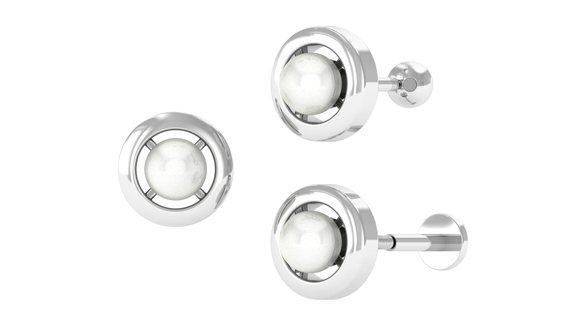 Circle Freshwater Pearl Earring for Helix Piercing Freshwater Pearl - ( AAA ) - Quality - Jewel Pierce