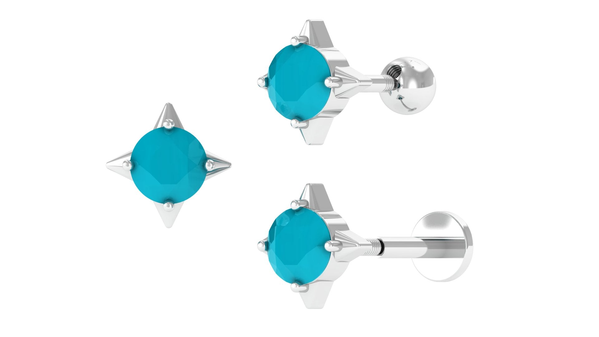 Natural Turquoise Geometric Earring for Tragus Piercing Turquoise - ( AAA ) - Quality - Jewel Pierce